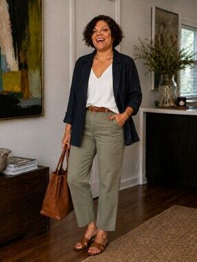 Chico's Dark Navy Open-Front Blazer Jacket